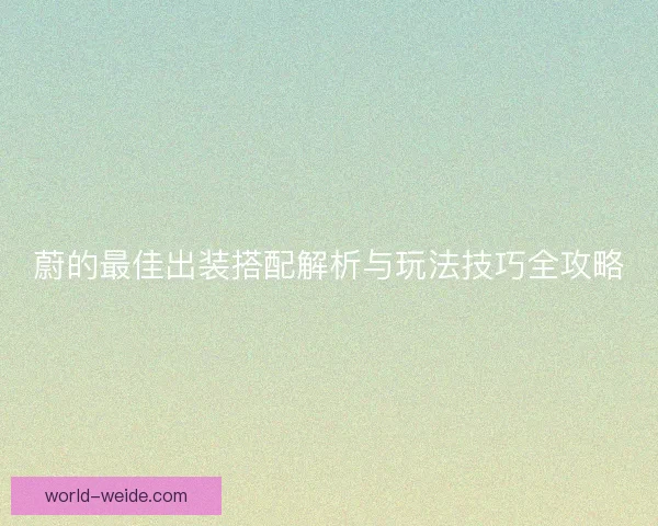 蔚的最佳出装搭配解析与玩法技巧全攻略