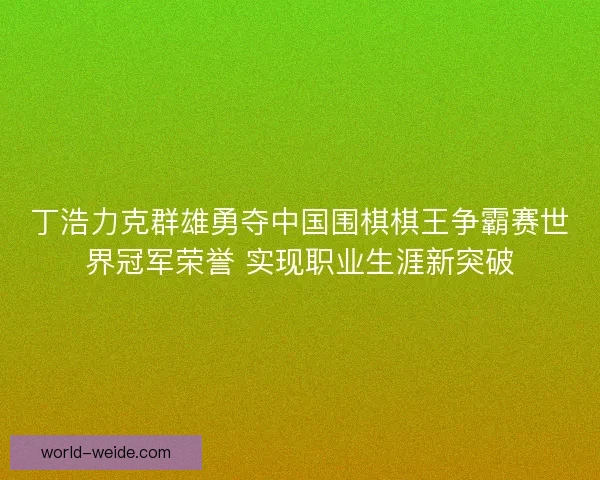丁浩力克群雄勇夺中国围棋棋王争霸赛世界冠军荣誉 实现职业生涯新突破